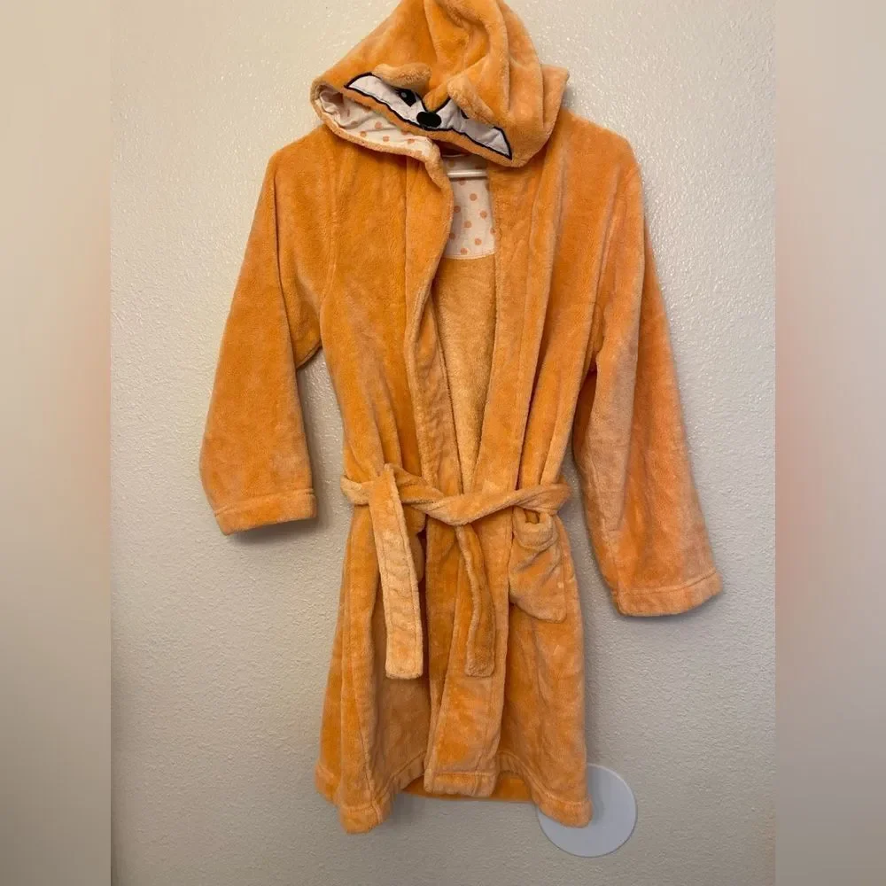 Tucker and Tate Fox robe orange hooded fleece cozy L 10-12
